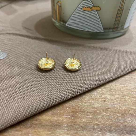 Vintage Christian Dior Rhinestone/Gold Tone Post Earrings - Picture 4 of 7